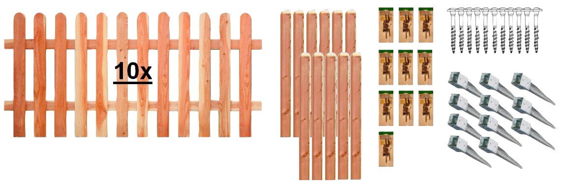 Tetzner & Jentzsch Staketenzaun Austin 8, (Set), 10 Elemente, LxH: 1899x80 cm