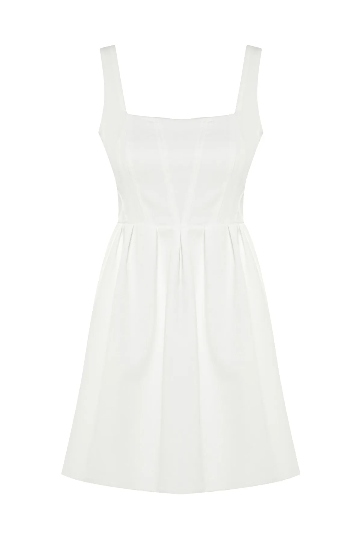 Trendyol Collection  Weißes, gewebtes Kleid mit Mini-Trägern und Volants TWOSS23EL00601
