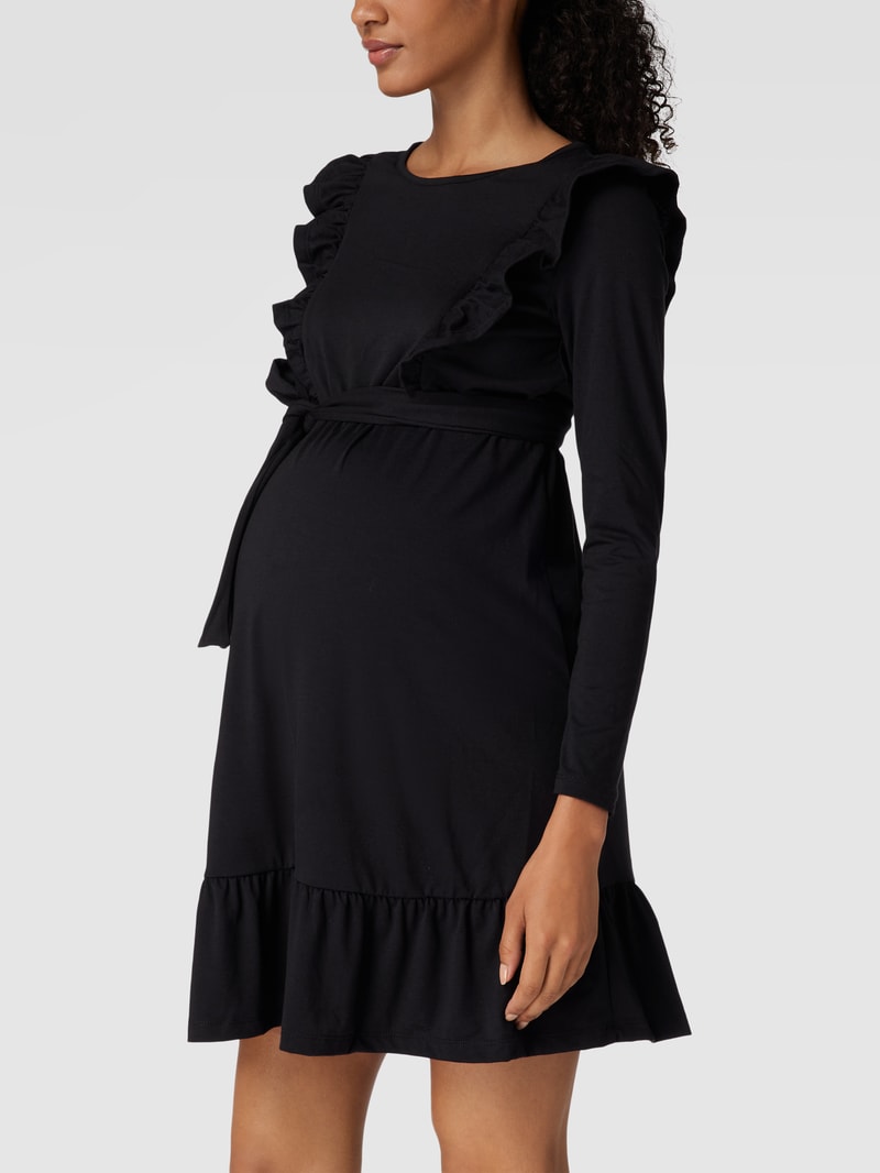 Umstands-Kleid mit Rüschen Modell 'Roberta' in schwarz