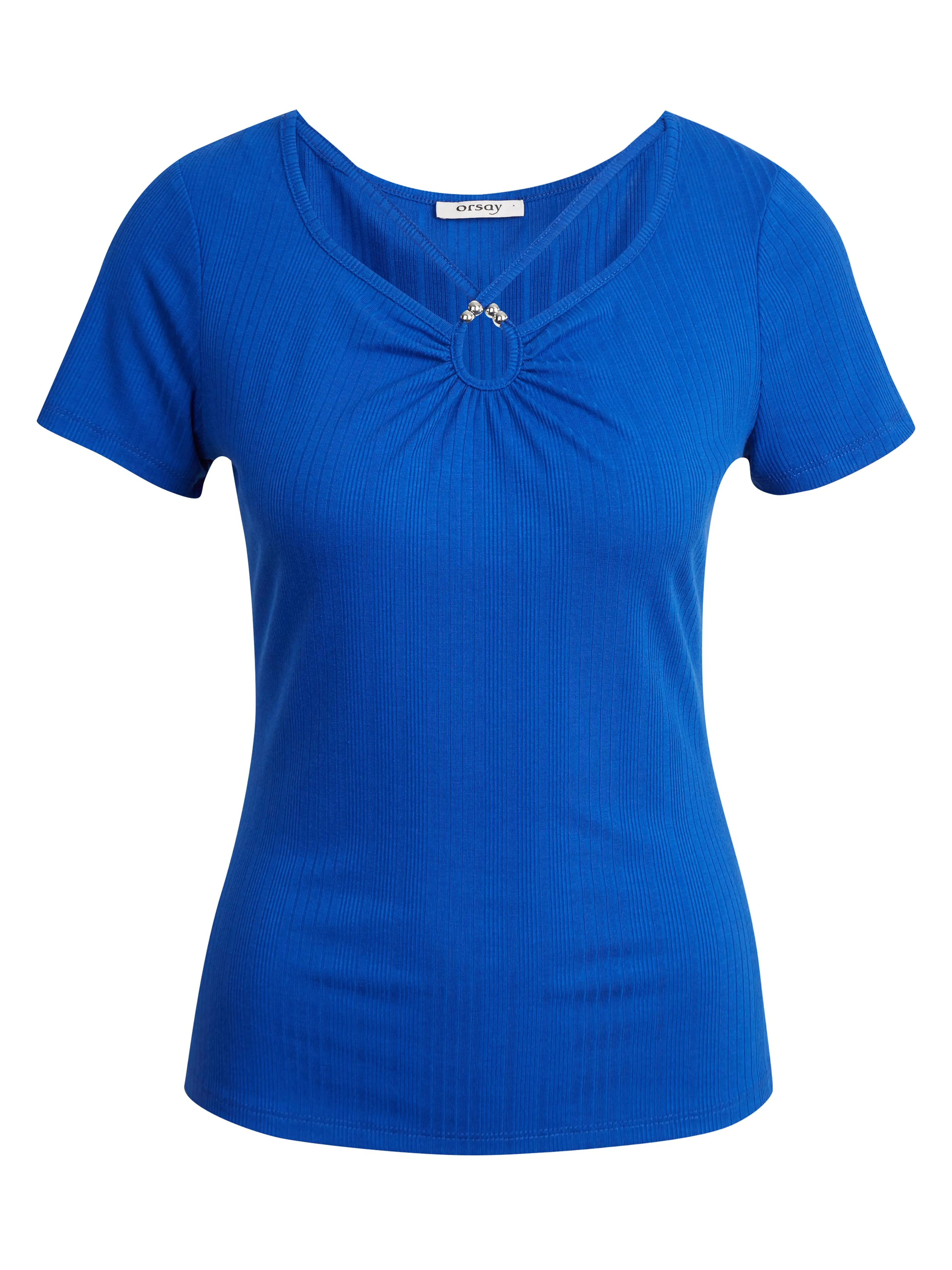 Blaues Damen-T-Shirt mit dekorativem Detail ORSAY