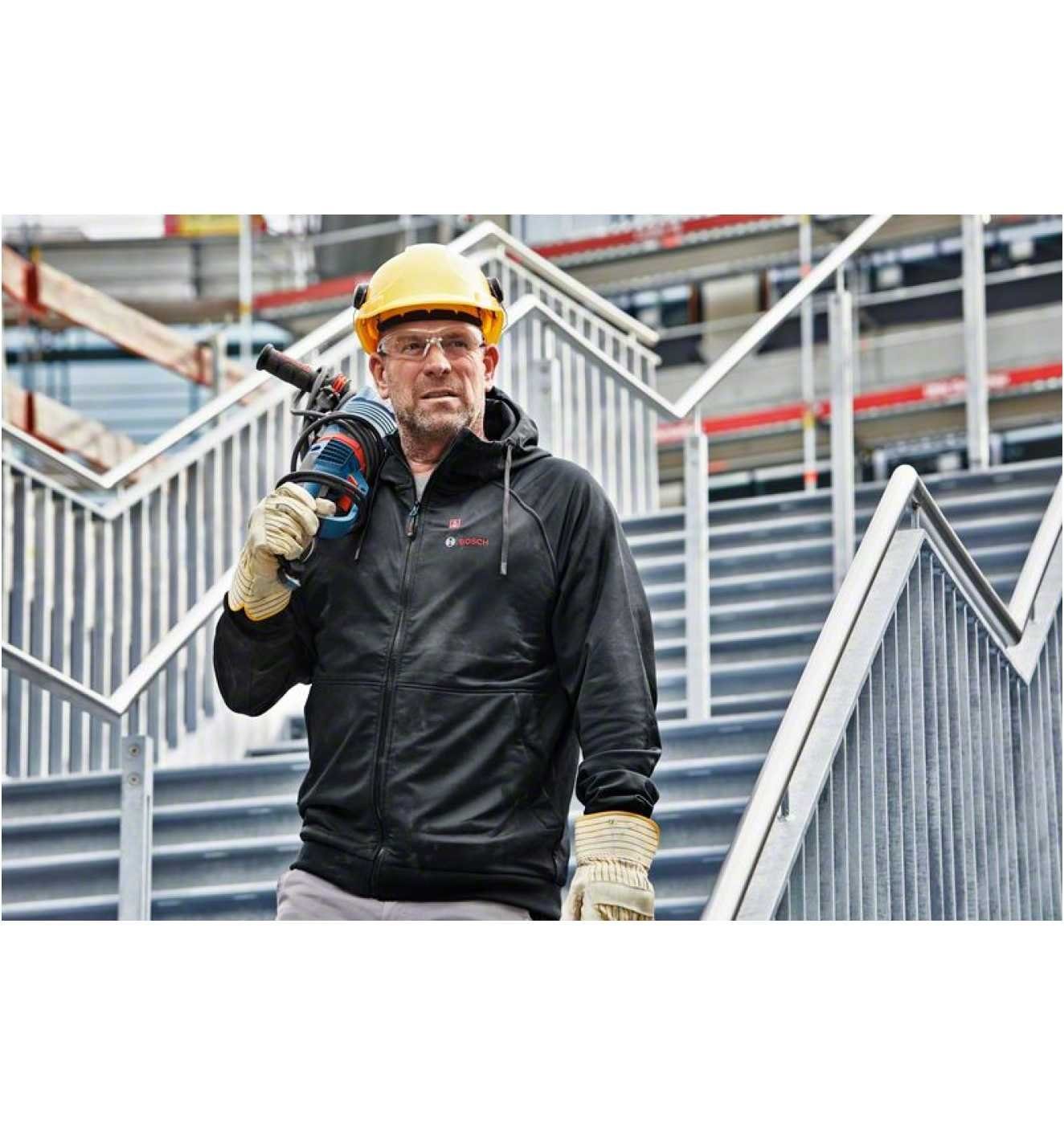 Bosch Professional Arbeitsjacke Heizjacke GHH 12+18V XA (Gr. L, 1-St., Basic Version) mit Kapuze