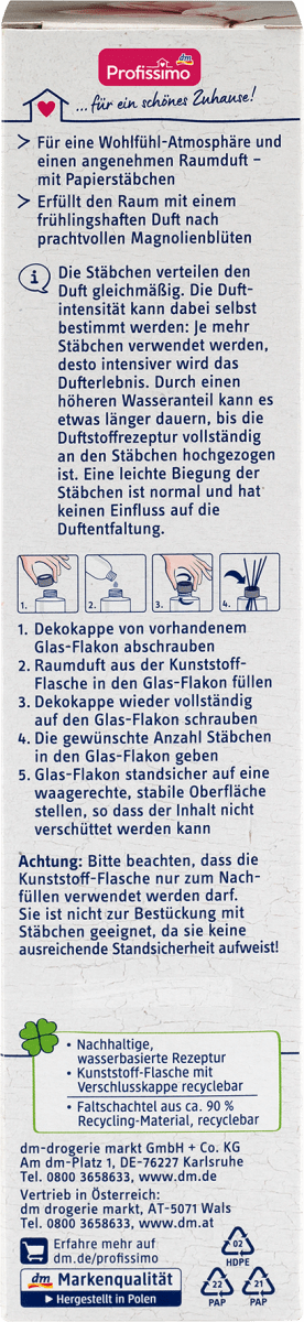 Duftstäbchen Nachfüllset Raumduft Magnolie, 90 ml