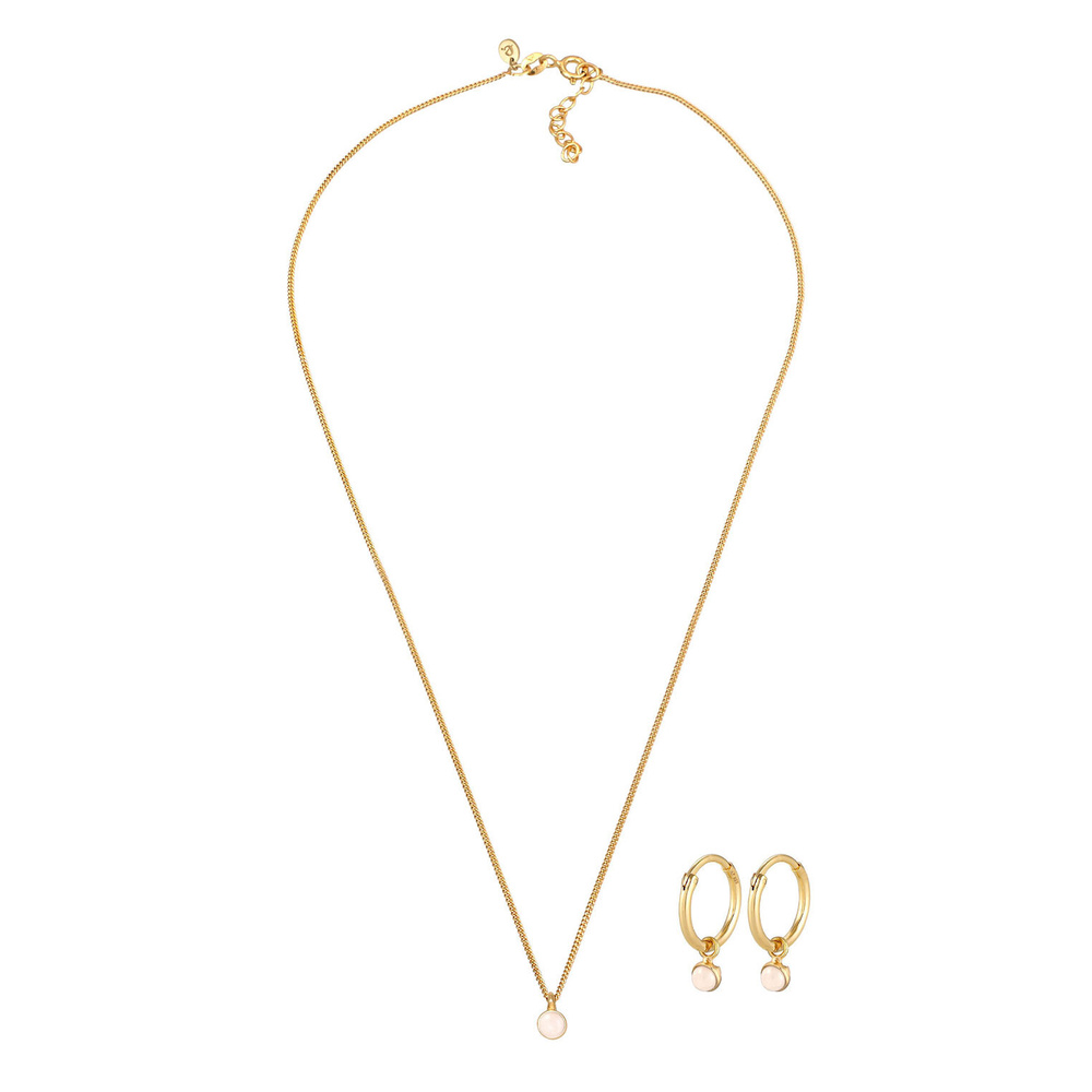 Elli PREMIUM Elli PREMIUM Ensemble de Bijoux Pendentif Créole Femme Minimal Elégant avec Quart Bijoux