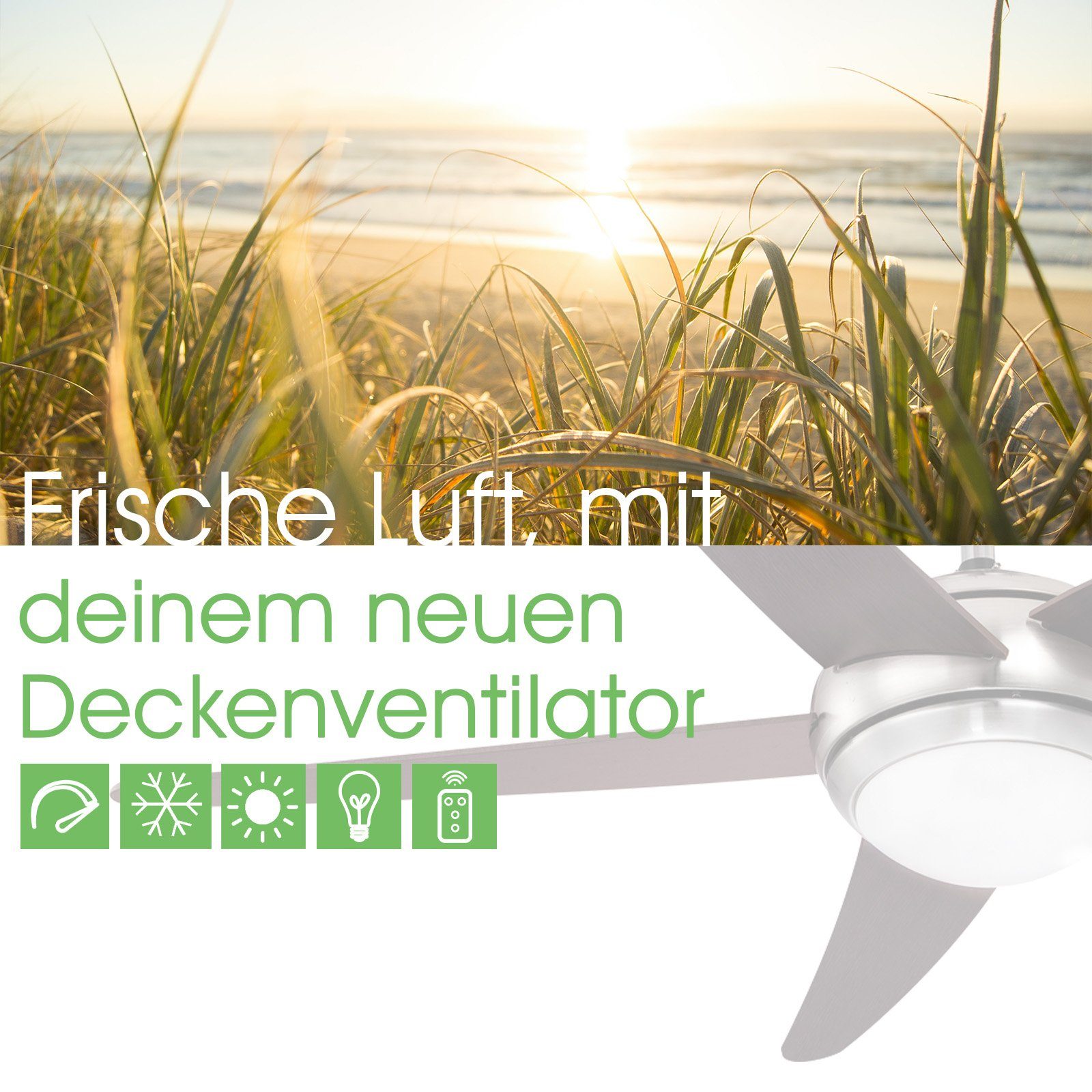 bmf-versand Deckenventilator Deckenventilator sehr leise mit Licht 132 cm Deckenlampe inkl.