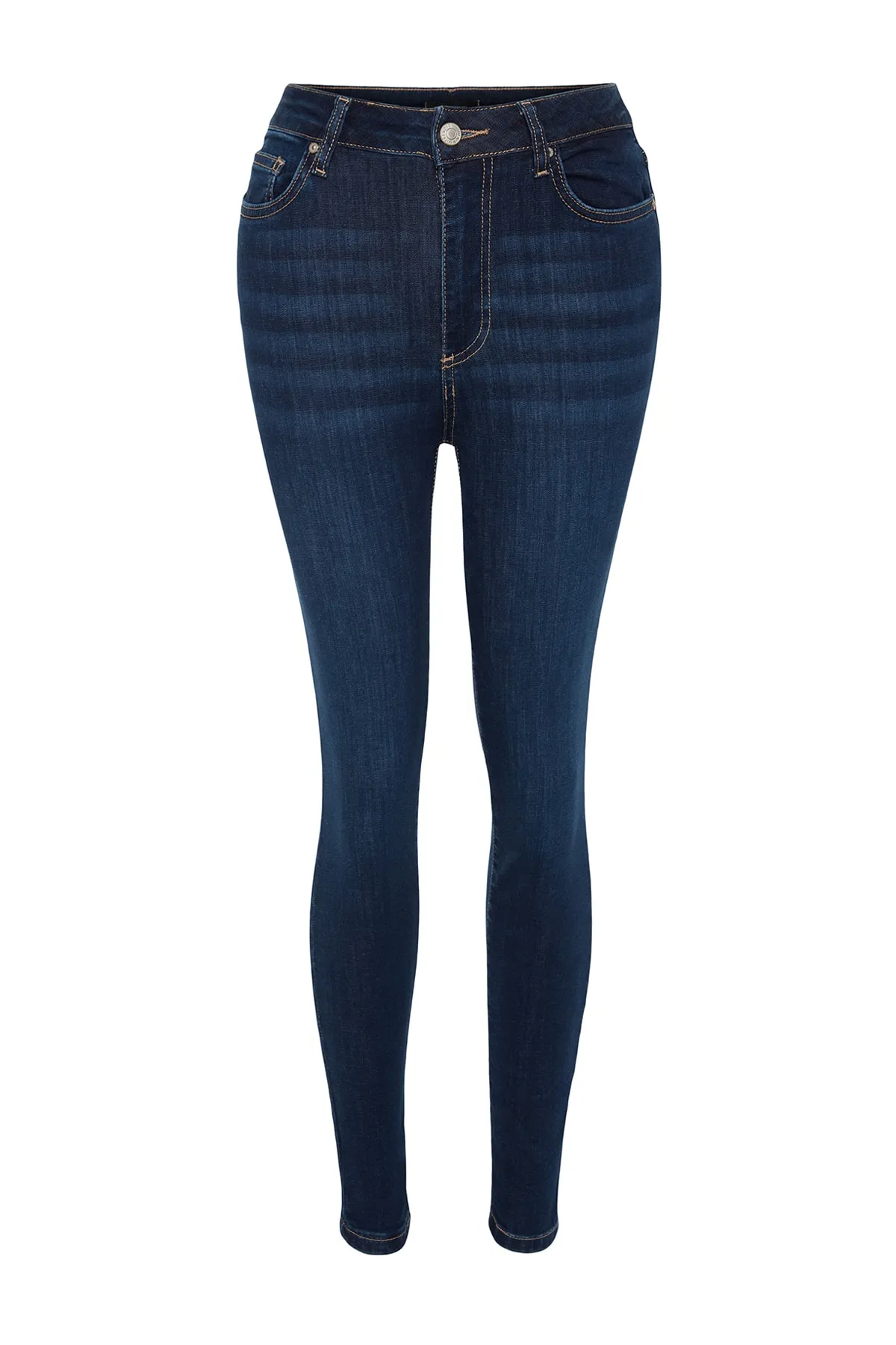 Trendyol Collection  Dunkelblaue High Waist Skinny Jeans mit Shaping-Effekt TWOAW24JE00070