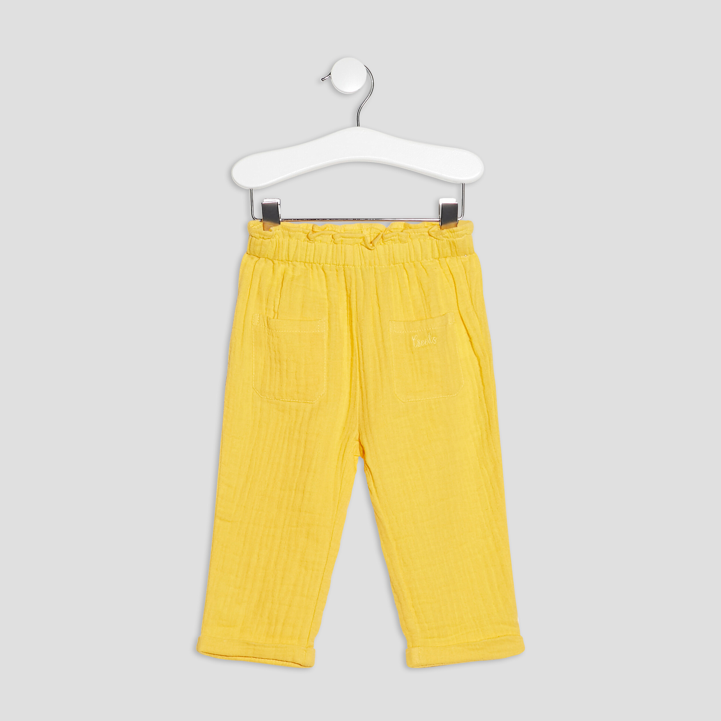 Pantalon droit fluide jaune bébé fille | La Halle