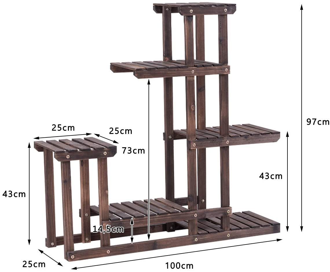 COSTWAY Blumenständer, mehrstöckig, 100x25x97cm, Holz