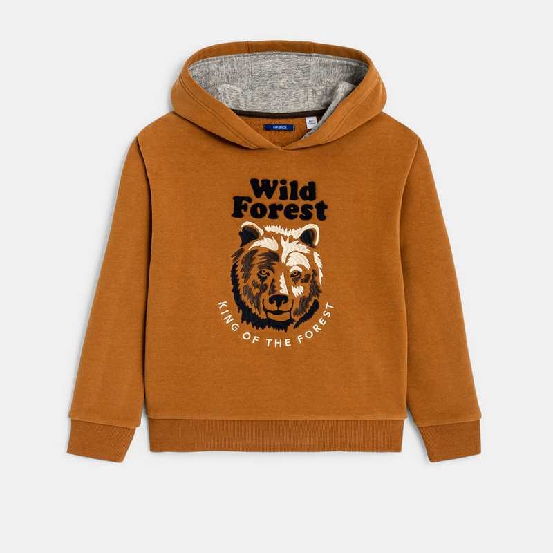 Sweat-shirt à capuche motif tigre orange garçon