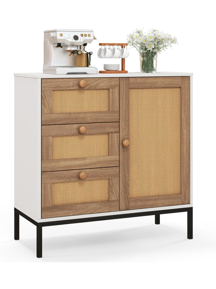 COSTWAY Sideboard mit 3 Schubladen 80cm in Beige günstig kaufen onesize