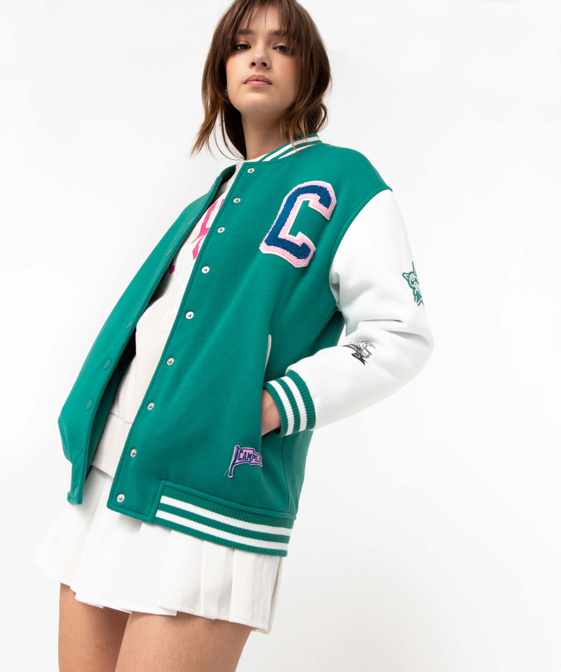Blouson femme avec manches contrastantes - Camps United vert | GEMO