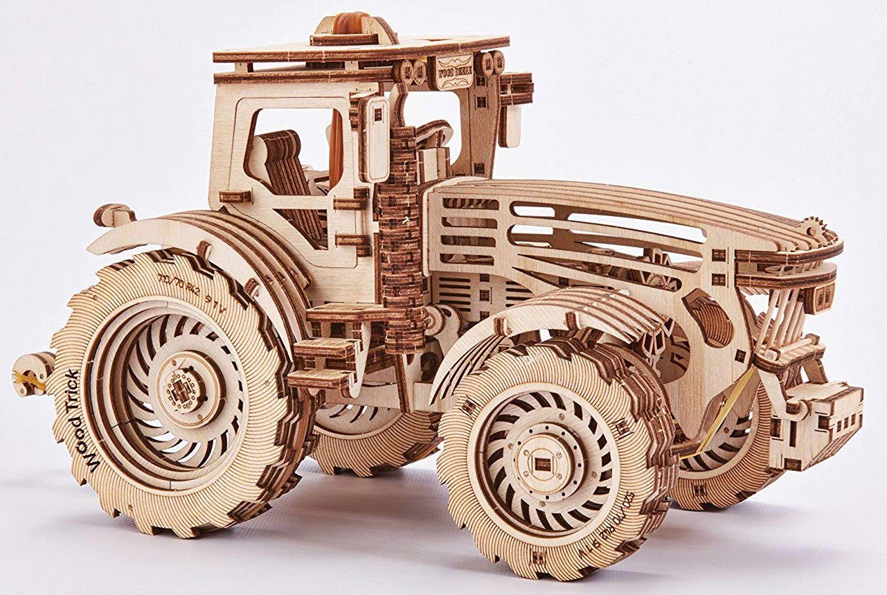 Eco Wood Art 3D-Puzzle Traktor – mechanischer Modellbausatz aus Holz, Puzzleteile
