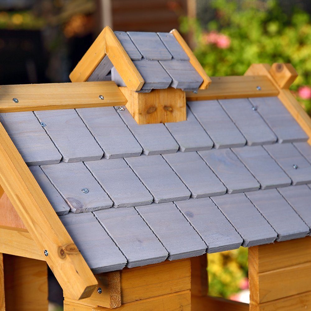 Melko Vogelhaus Vogelhaus Vogelfutterhaus Vogelvilla aus Holz in Grau Weiß Grün Rot Braun Vogelhäuschen Futterstation, Dachschindeln und Haus sind lasiert