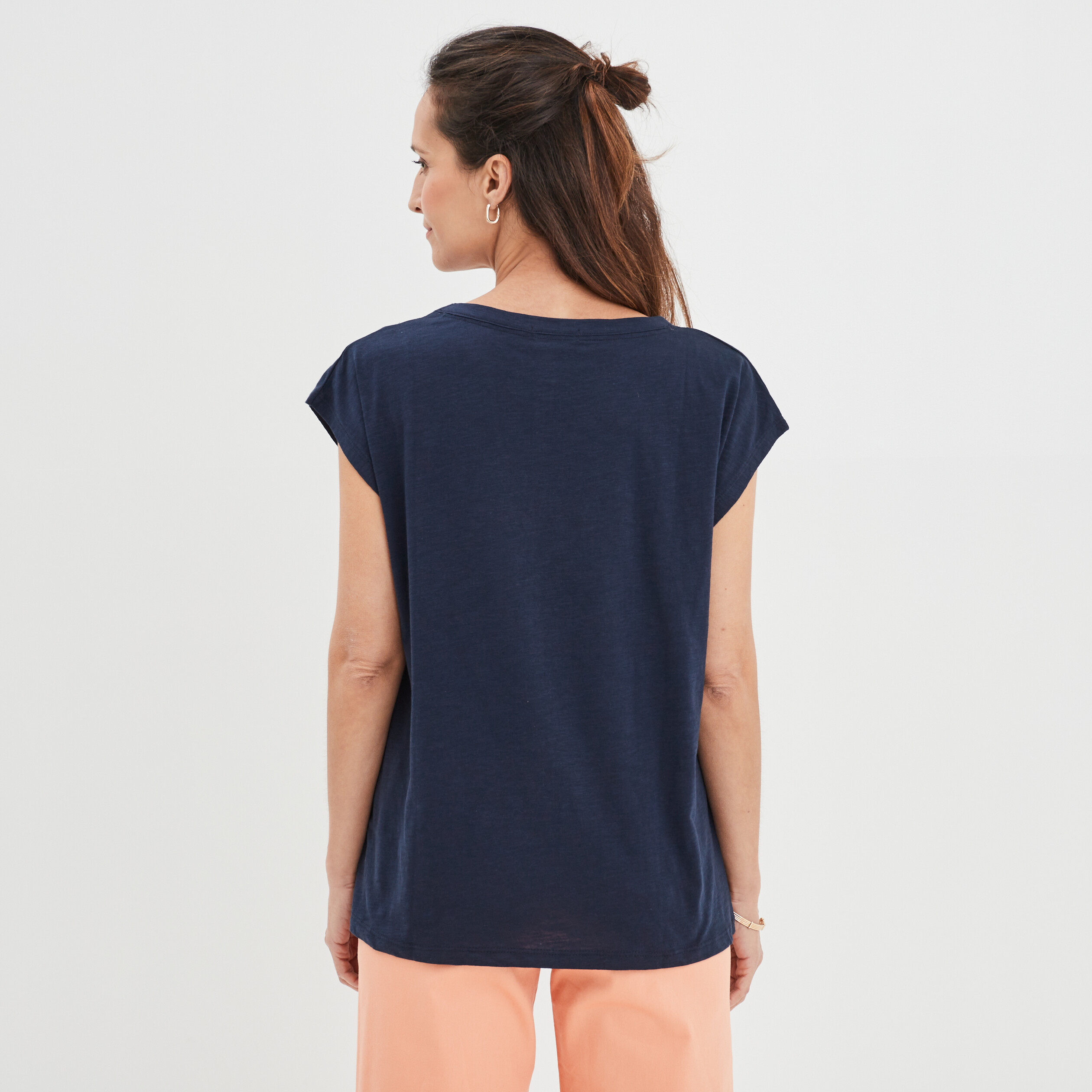 T-shirt droit manches courtes Creeks bleu marine femme | La Halle