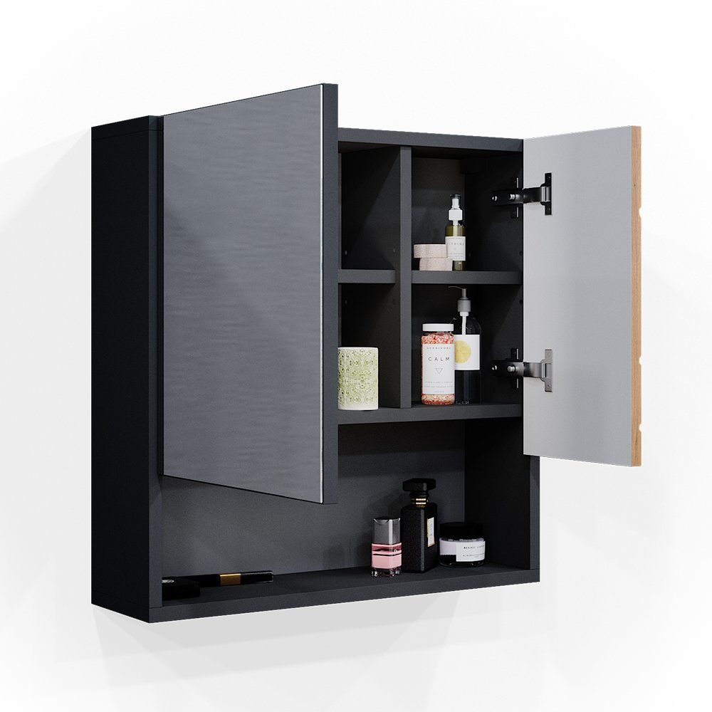 Vicco Spiegelschrank Badspiegel Badschrank IRMA Anthrazit / Goldkraft