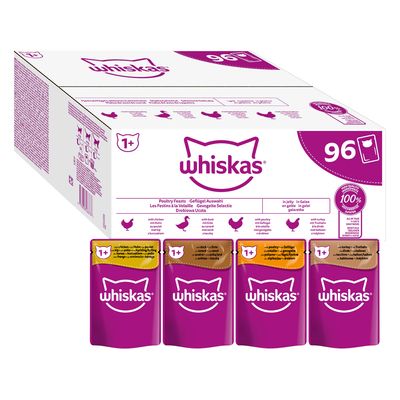 Jumbopack Whiskas 1+ Adult Frischebeutel 96 x 85 g