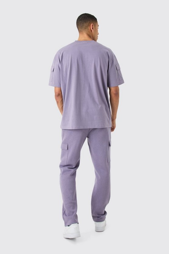 Man Roman Oversize Cargo T-Shirt und Jogginghose