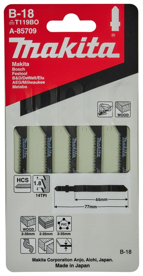 Makita Tarvikkeet A-85709 Pistosahan terä B18 5 osaa