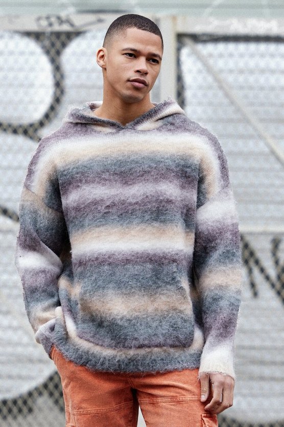 Gestreifter Hoodie in Sage