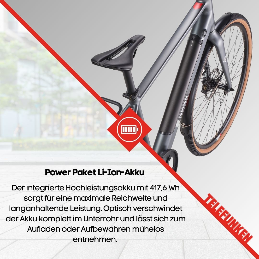Telefunken Urban E-Bike Herren UH220 28 Zoll Hinterradmotor Automatikschaltung