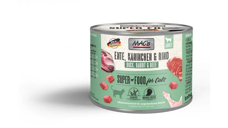 MAC's CAT Katzennassfutter Ente, Kaninchen & Rind 200 g