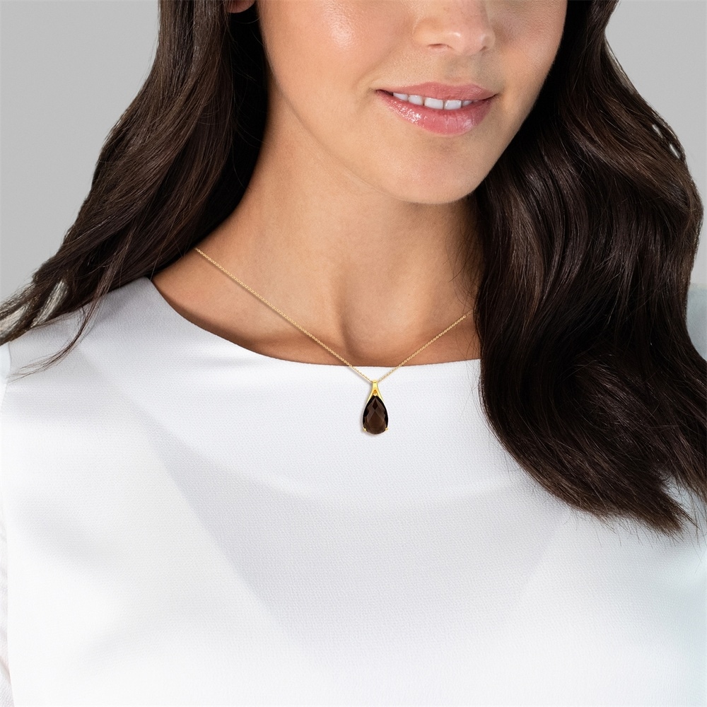 Rafaela Donata Chaîne Argent sterling Quartz fumé en Or jaune Bijoux