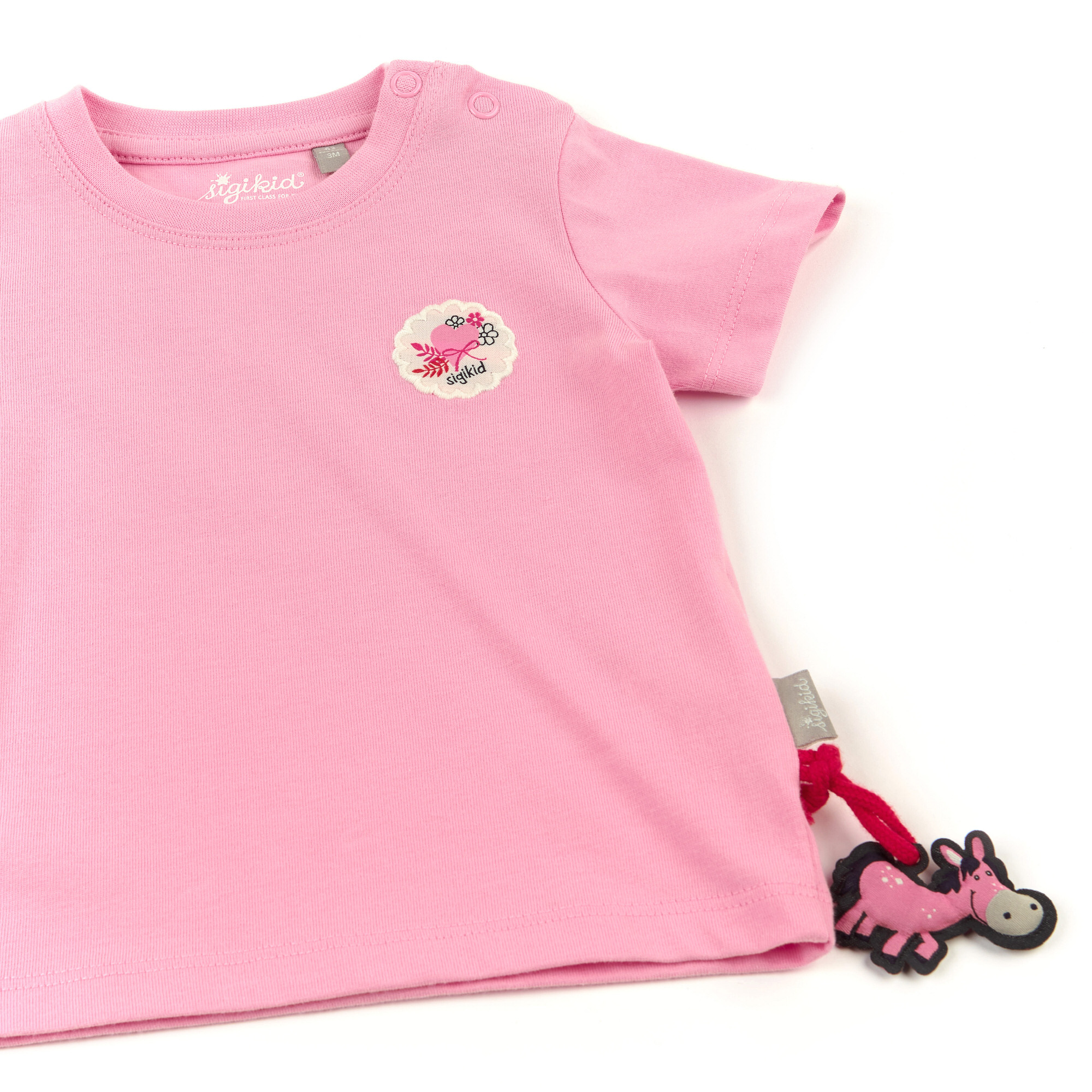 Rosa Baby T-Shirt mit Herzchen Stickerei