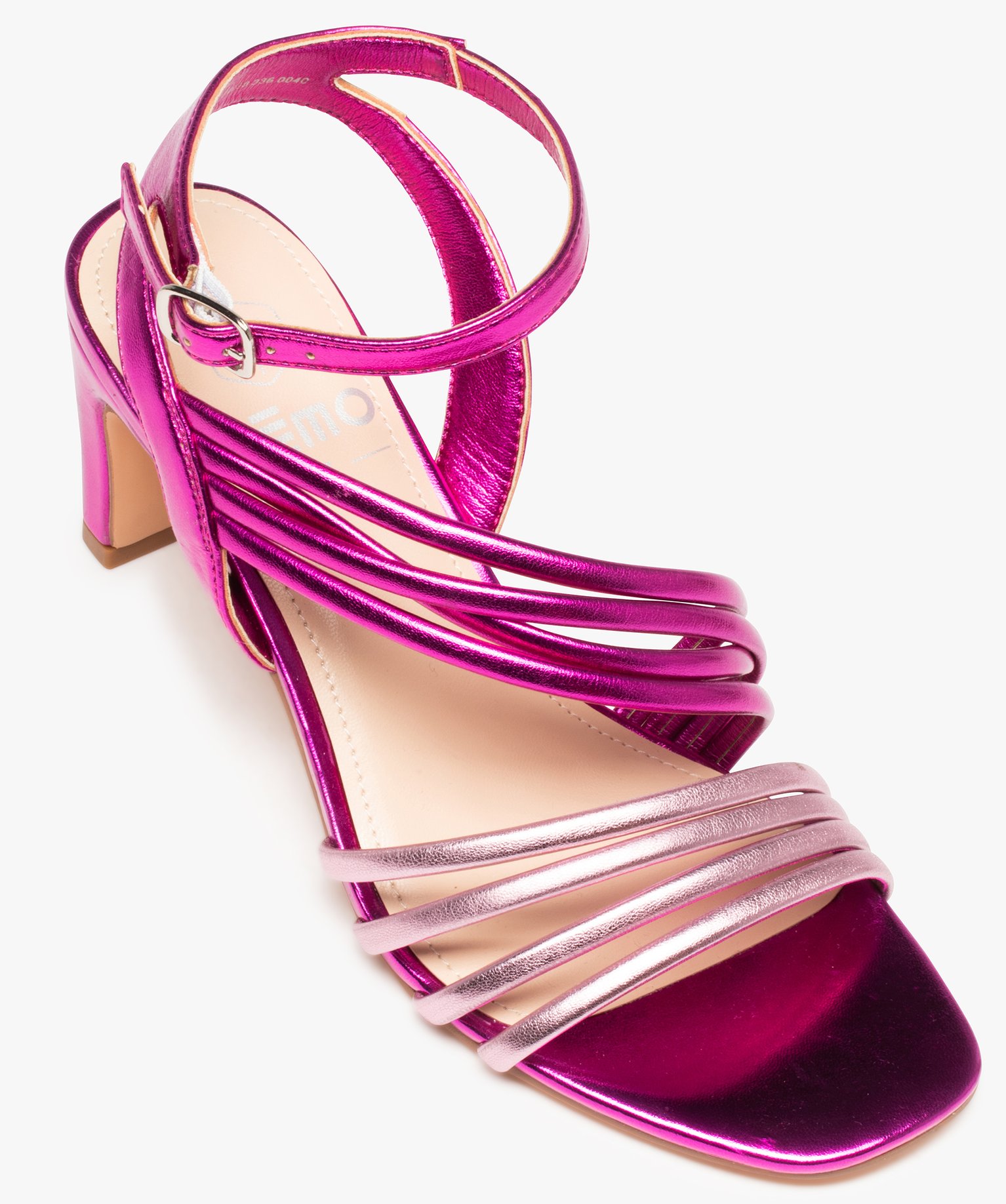 Sandales femme bicolores avec brides scintillantes rose | GEMO