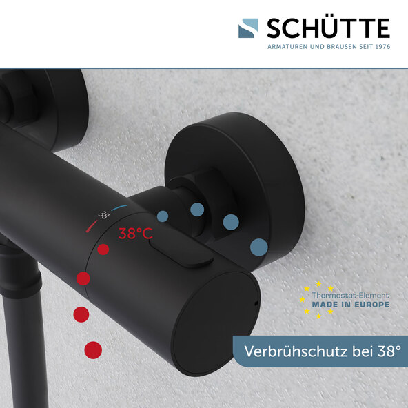 Duscharmatur mit Thermostat LOS ANGELES, schwarz matt