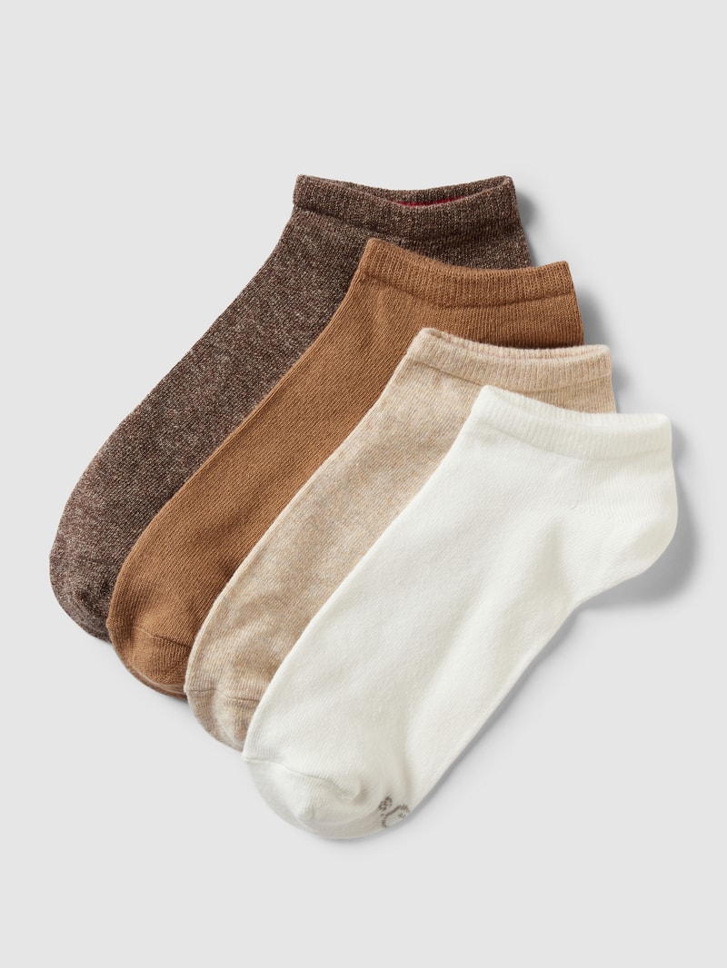 Sneakersocken mit Label-Print im 4er-Pack in sand