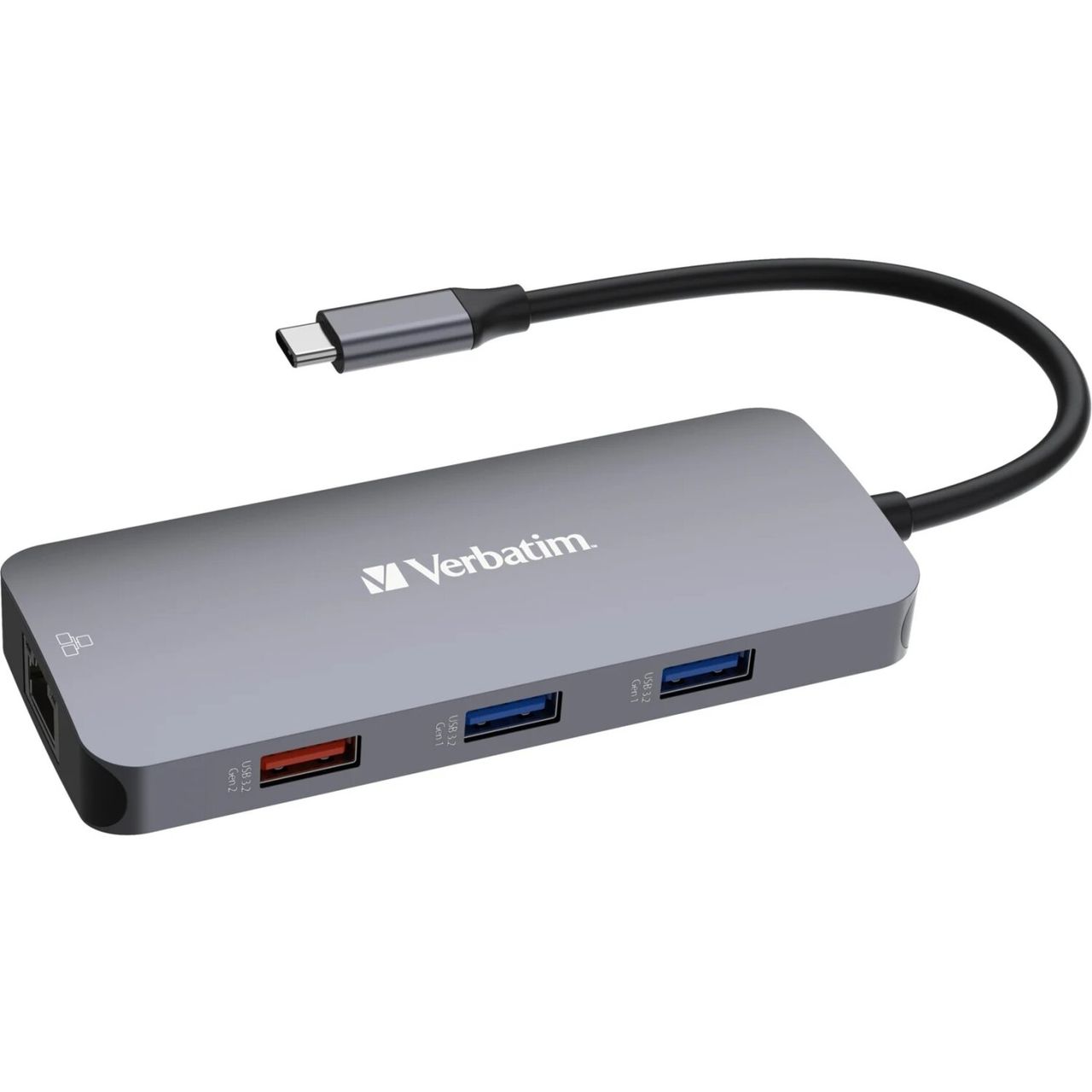 Verbatim Multiport-Hub CMH-09, 3x USB 3.2-A, 2x USB 3.2-C, HDMI 4K, RJ45, SD, microSD, USB 3.1-C Kabel
