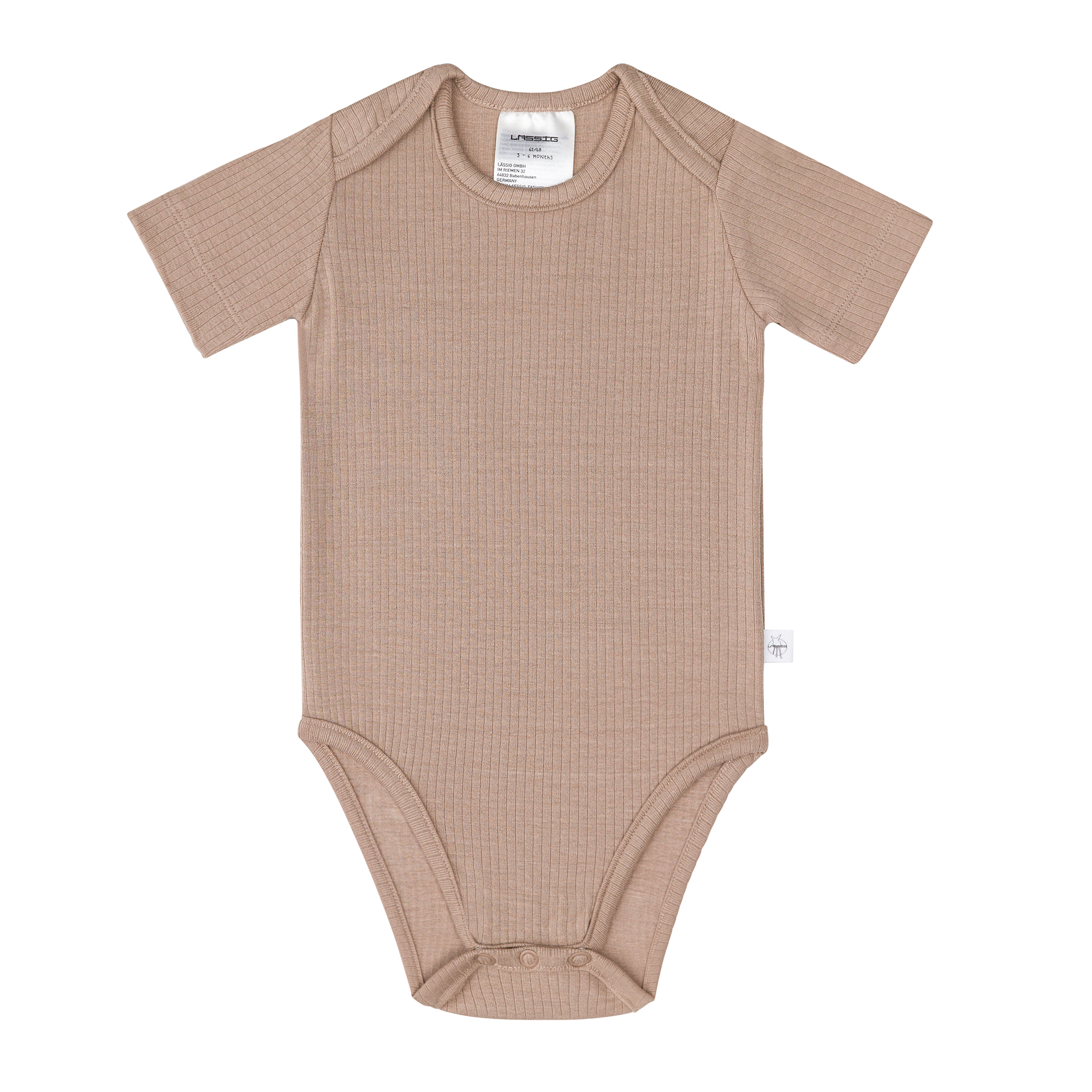 Baby Body Kurzarm - gerippt, Hellbraun