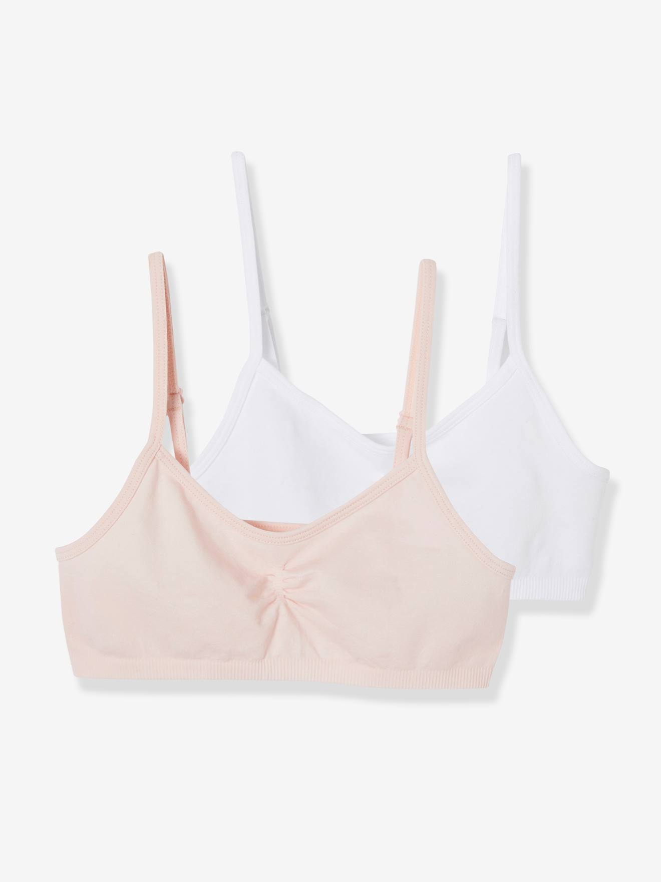 Lot de 2 brassières fille en microfibre rose clair uni