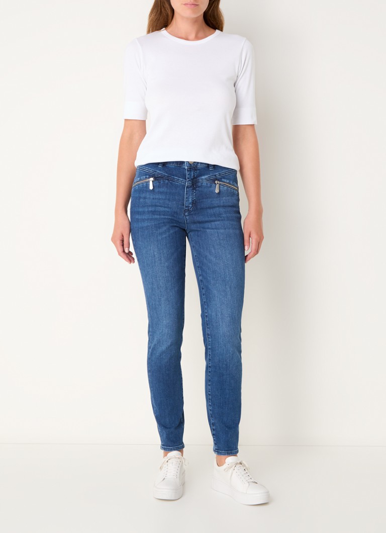 Blugi skinny Rosner Audrey cu talie înaltă și buzunare cu fermoar