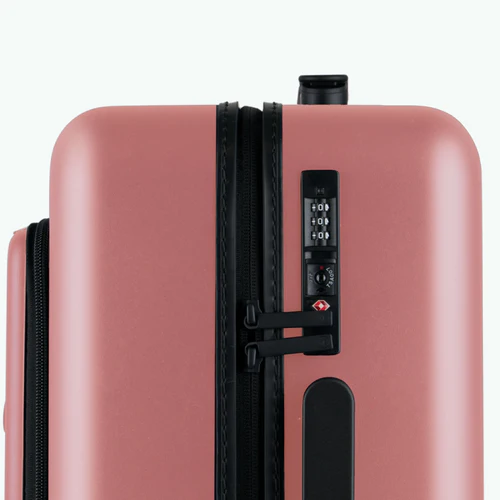 HND 4-wheel hard-shell suitcase, plain pink pouch