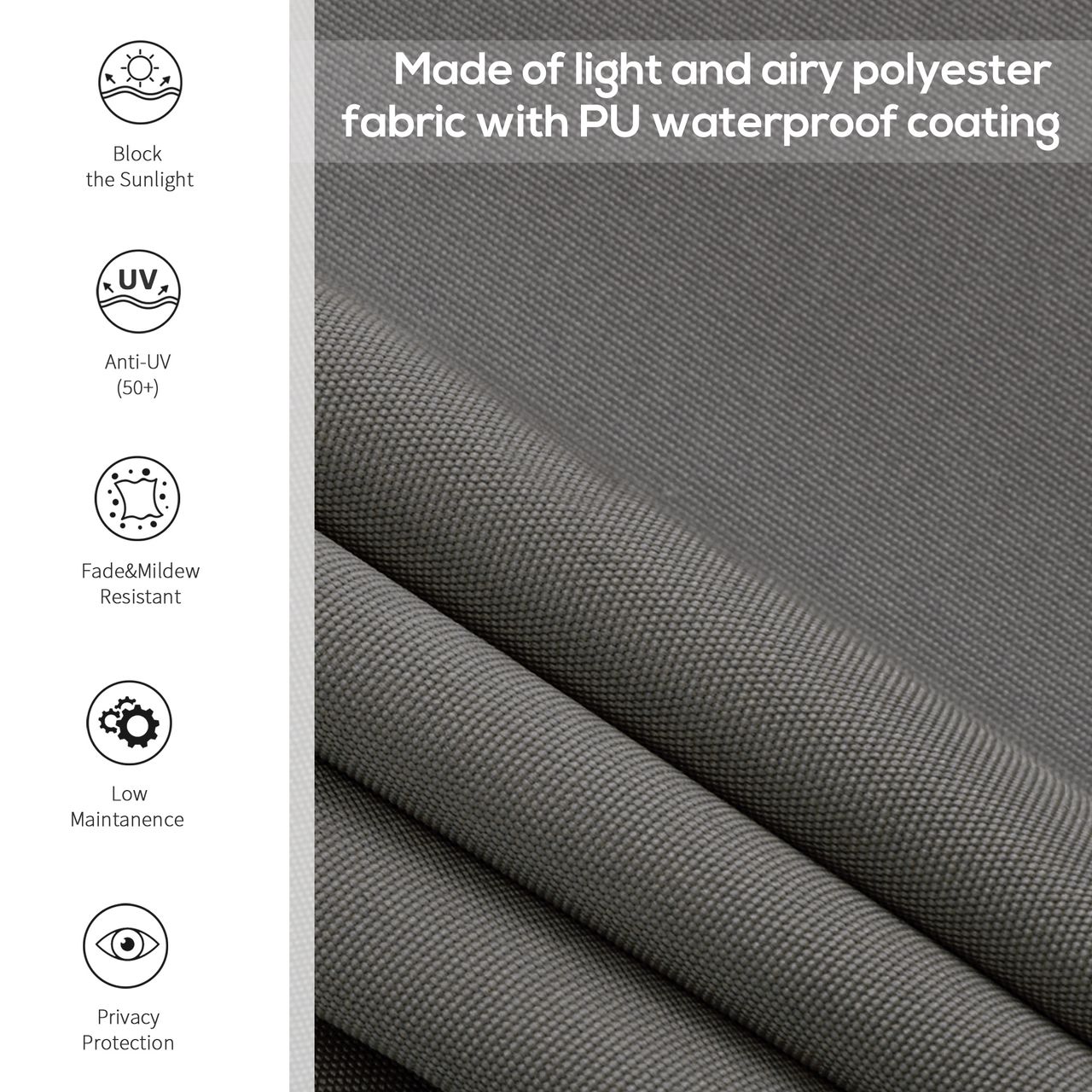 Outsunny Seitenmarkise Balkonmarkise Polyesterstoff Alu Grau 160 x 250 cm