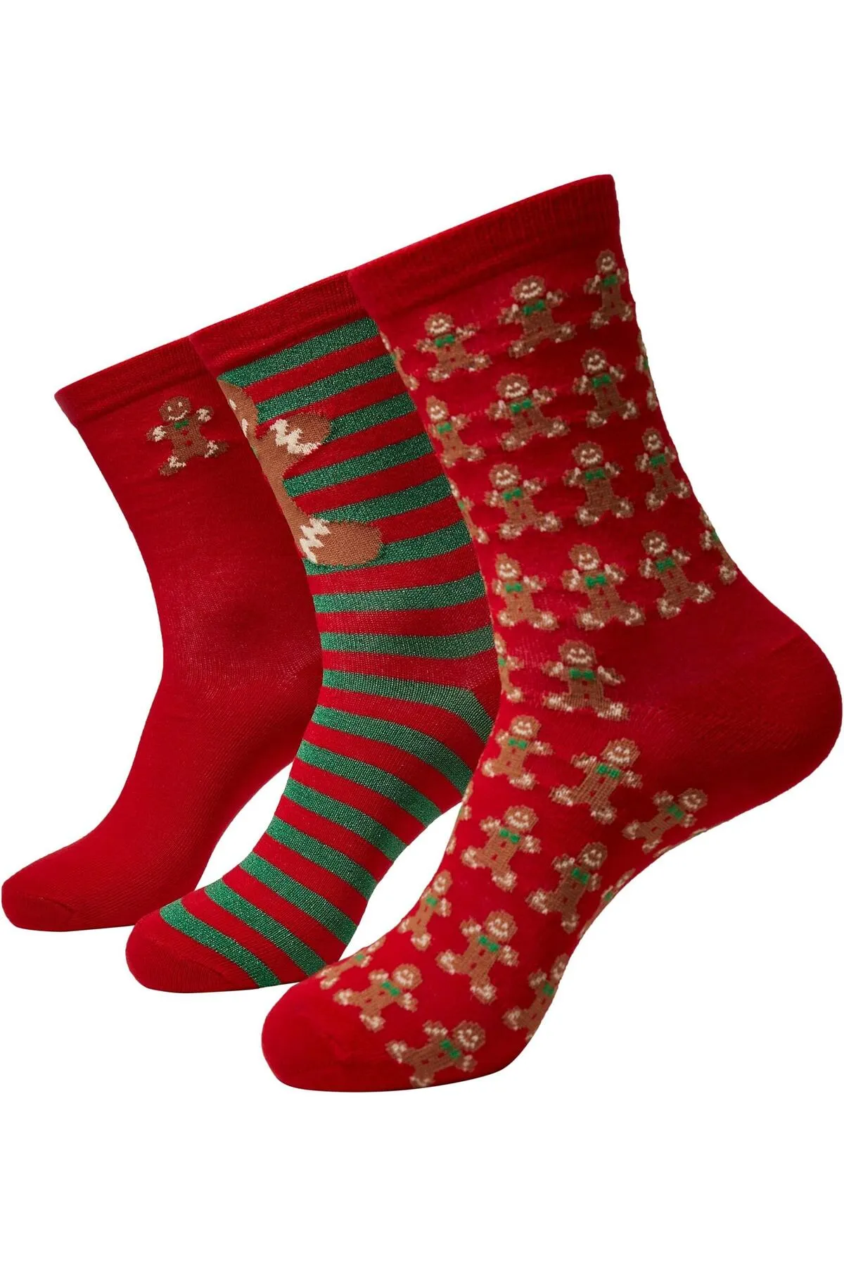 Urban Classics  Accessoires Weihnachts-Lebkuchen-Lurexsocken 3er-Pack