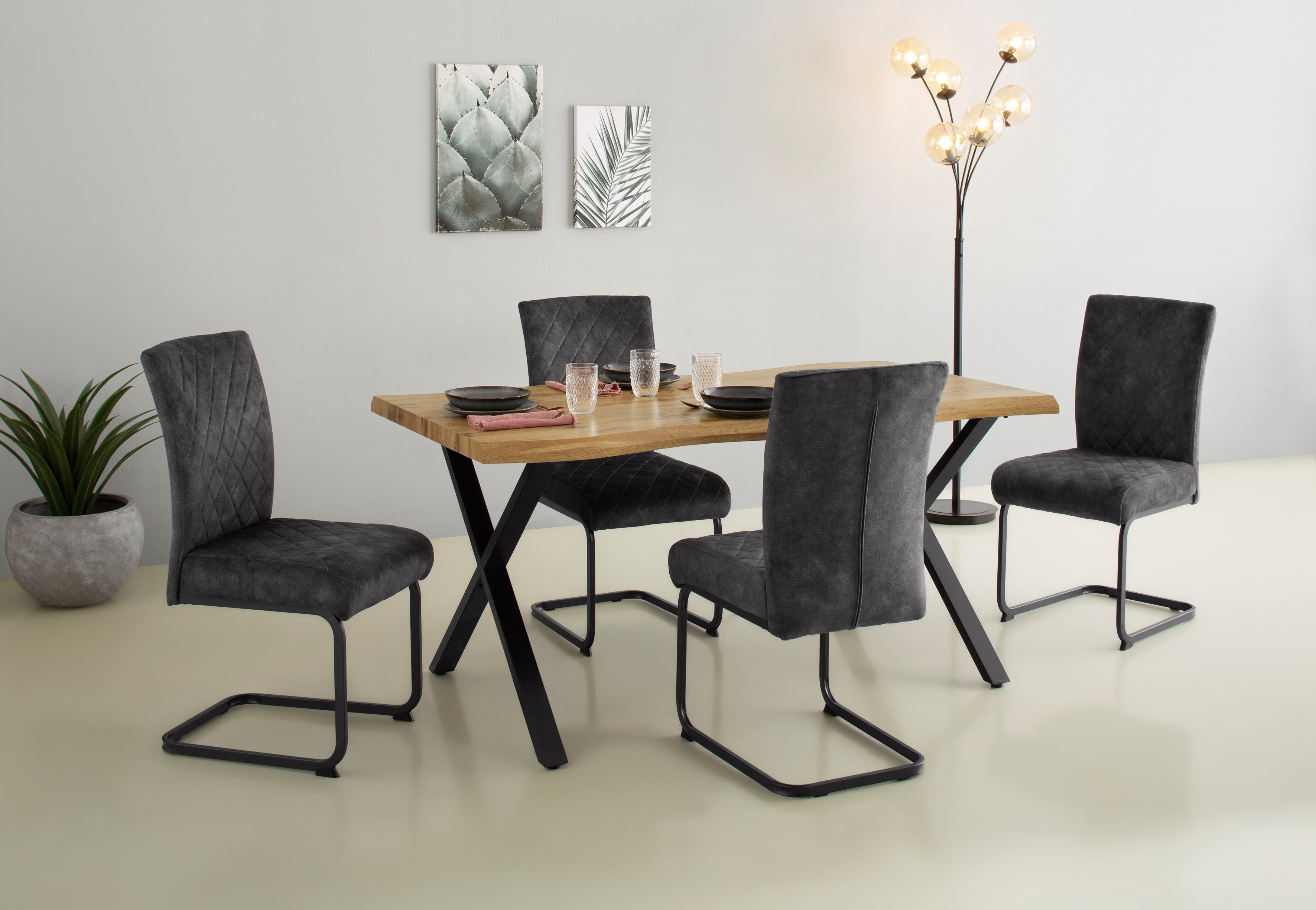 HELA Freischwinger LINA (Set, 2 St), Komfortsitz mit Federkern