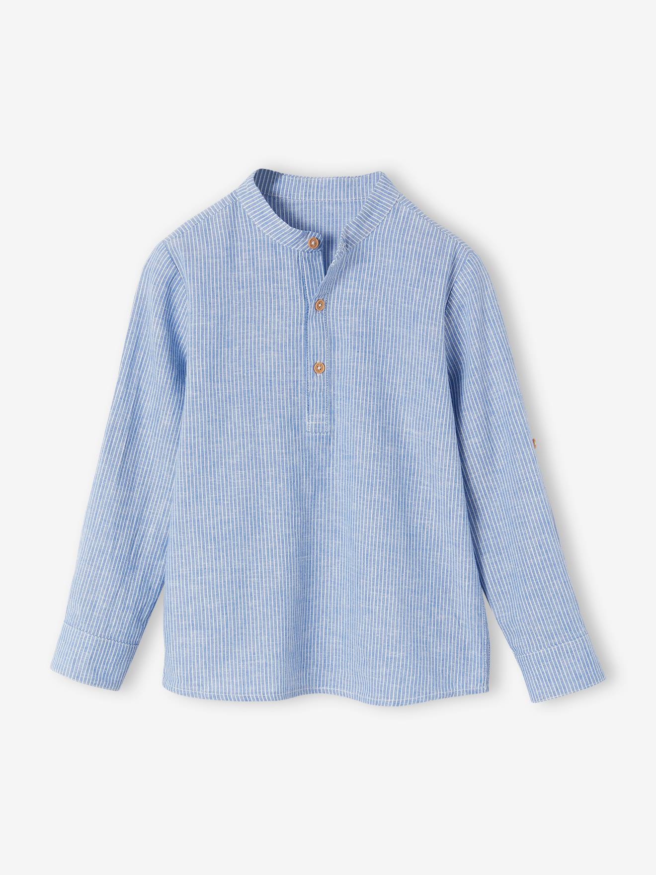 Vertbaudet Festliches Jungen-Set: Hemd & Shorts - blau gestreift