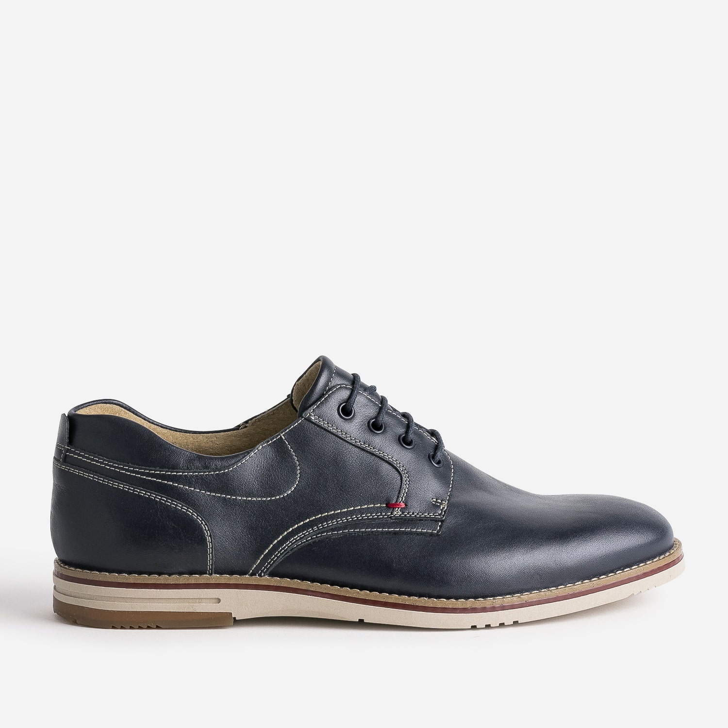 Derby confort marine éco-conçu en cuir