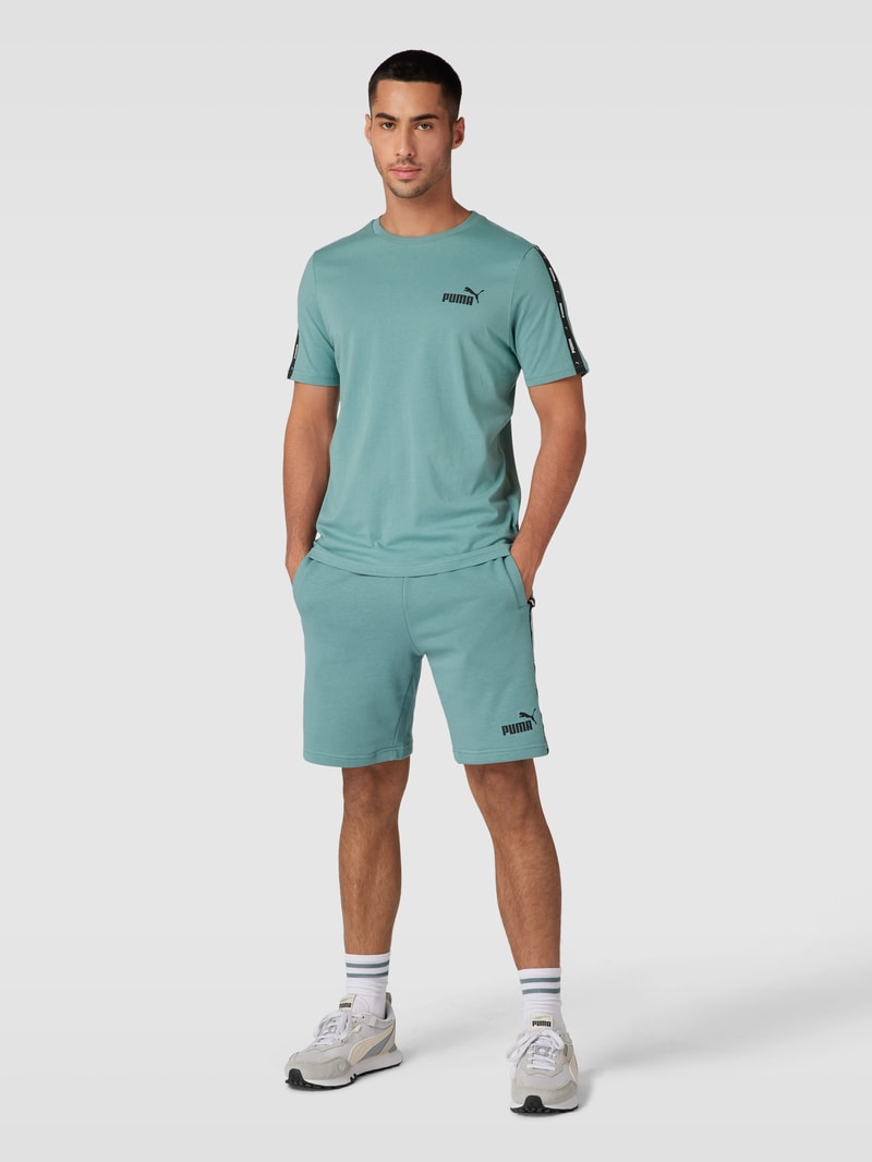 Sweatshorts mit Label-Print in petrol