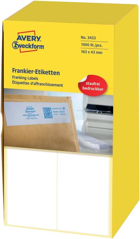 AVERY Zweckform 3433 Frankieretiketten Weiß 163 x 43 mm 500 Blatt à 2 Etiketten