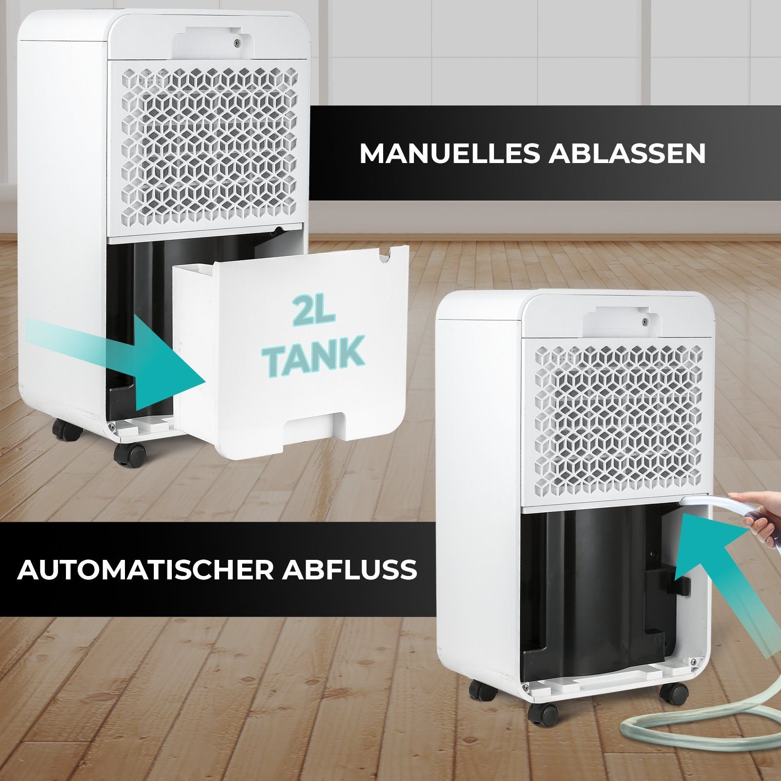 VENDOMNIA Luftreiniger Luftentfeuchter 16L/Tag Timer Raumentfeuchter Entfeuchtungsgerät, für 30 m² Räume, 2L Behälter, bis 30 m², elektrisch, Digitalanzeige