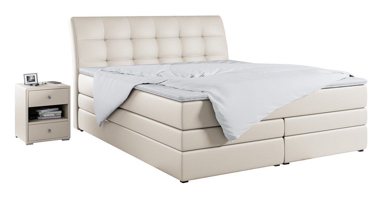 MKS MÖBEL Boxspringbett GOLD 10 KING, Polsterbett mit Bettkasten und Zwei Matratzen - Stauraumbett