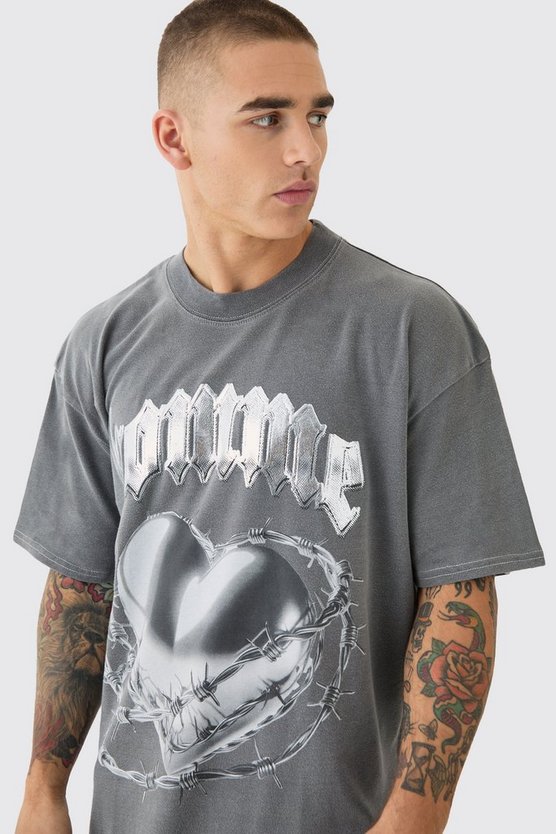 Oversize T-Shirt mit Herz-Print