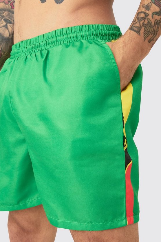 Mittellange Badehose mit Graffiti-Streifen