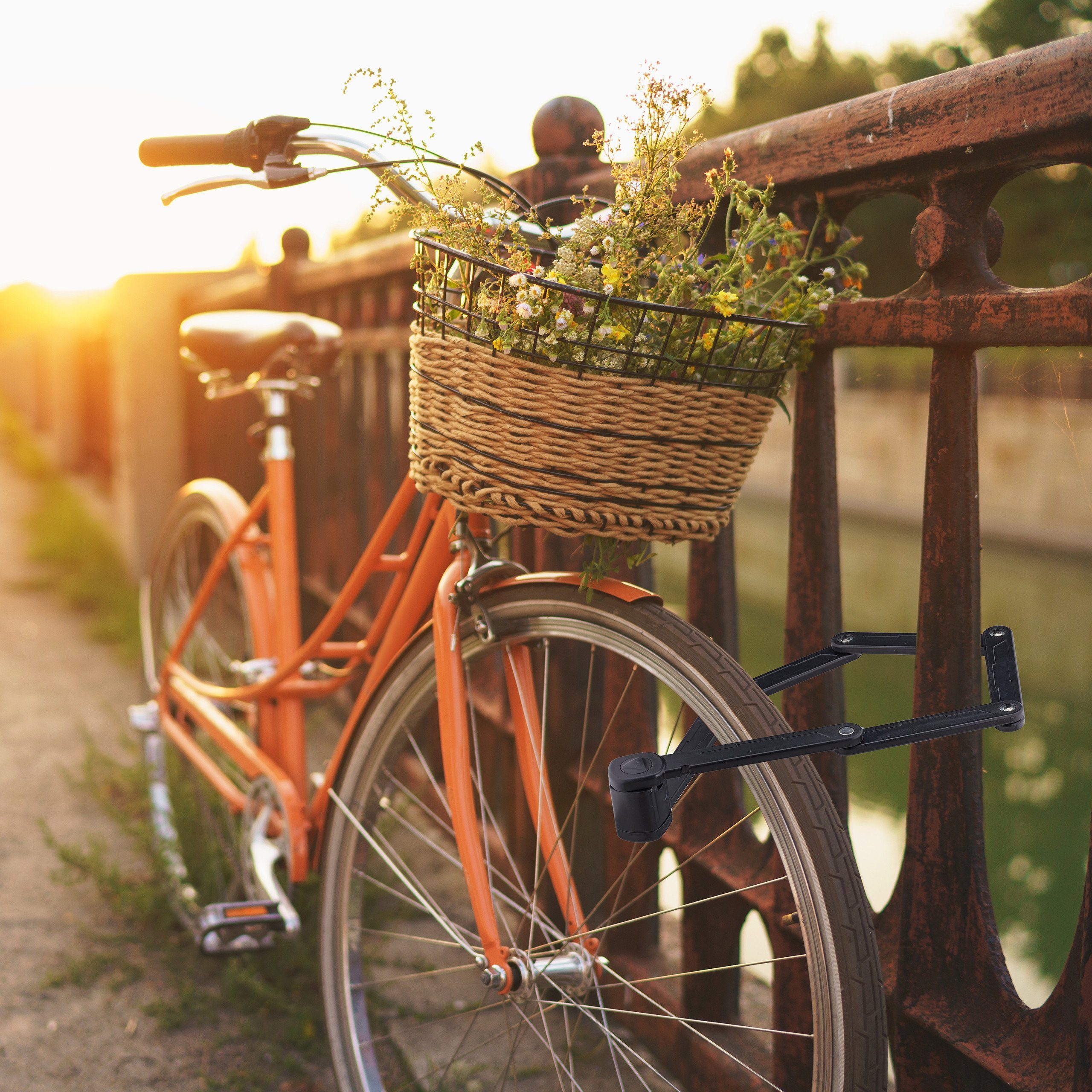 relaxdays Faltschloss Fahrrad Faltschloss mit Halterung