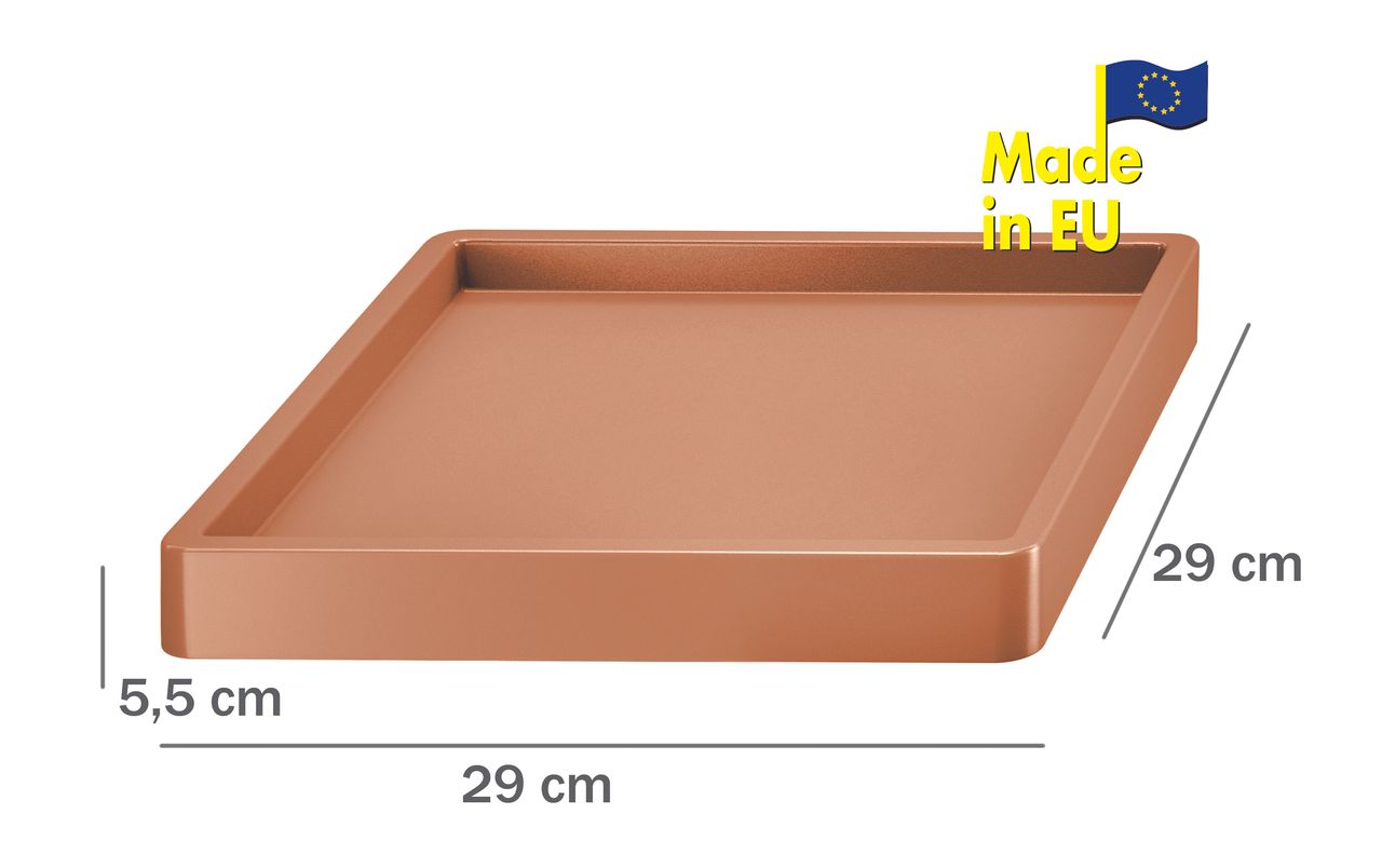Powertec Garden Pflanzenroller m. erhöhtem Rand // eckig // 29 x 29 x 5,5 cm // terrakotta