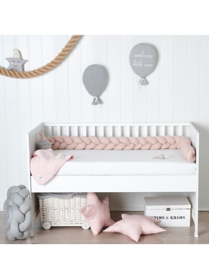 nordic coast company  Bettschlange geflochten Jersey Rosa günstig kaufen onesize