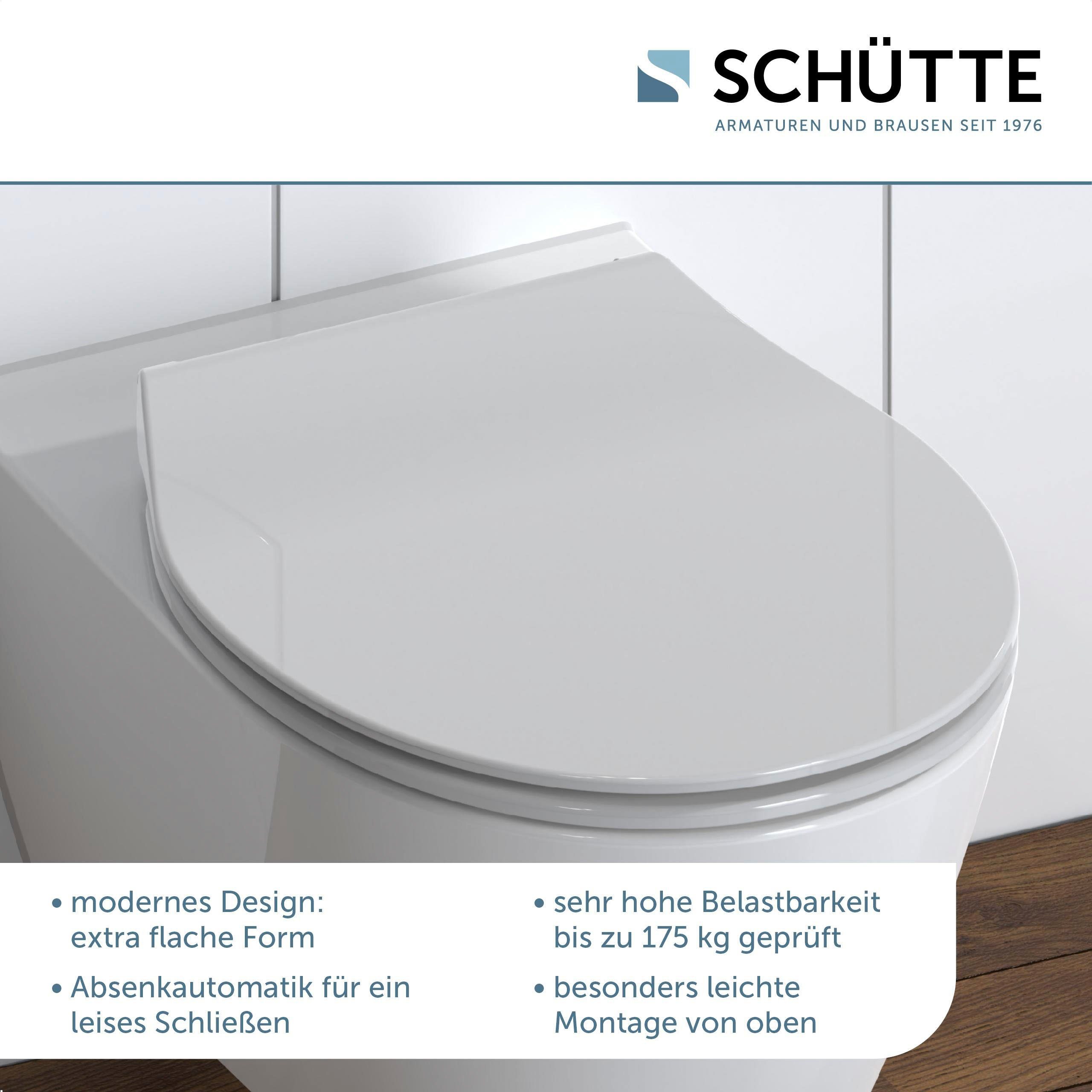 Schütte WC-Sitz SLIM, Duroplast, Absenkautomatik, Schnellverschluss, besonders flache Form