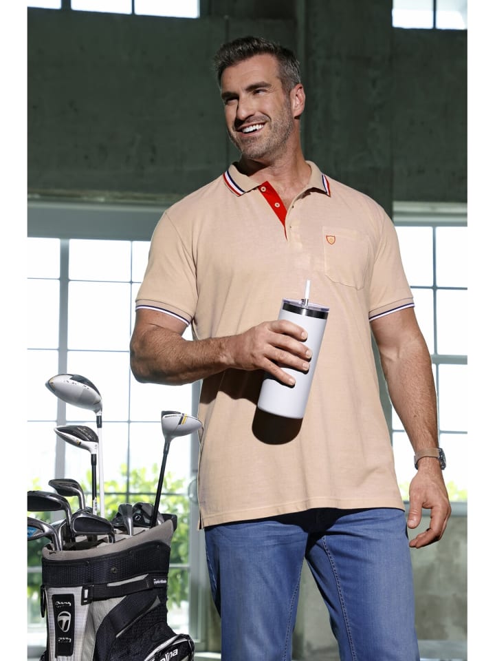 Charles Colby Poloshirt EARL IVOR in beige melange günstig kaufen